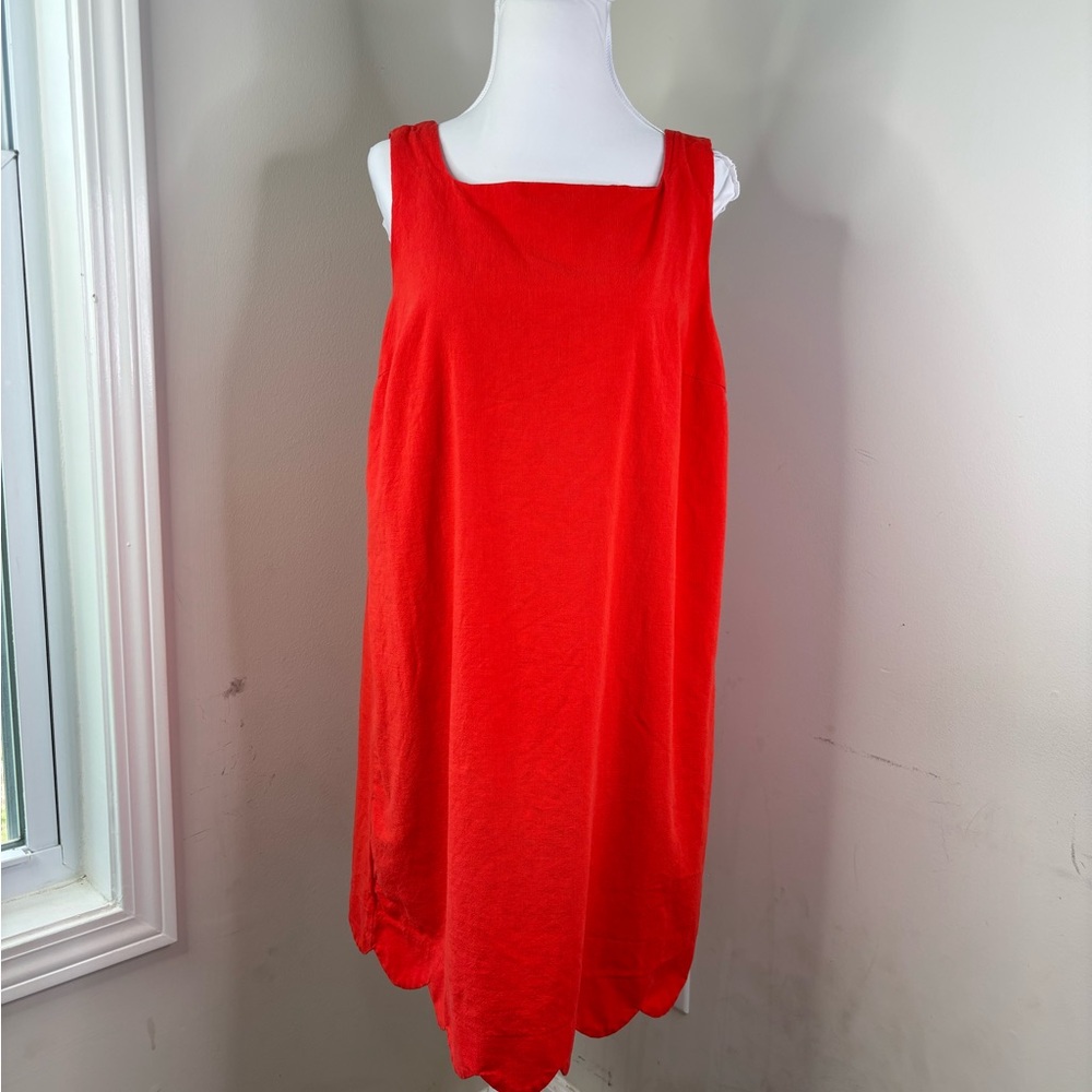 BN1 Kate Spade New York Target Shift Dress Medium Red Scalloped Hem Sleeveless